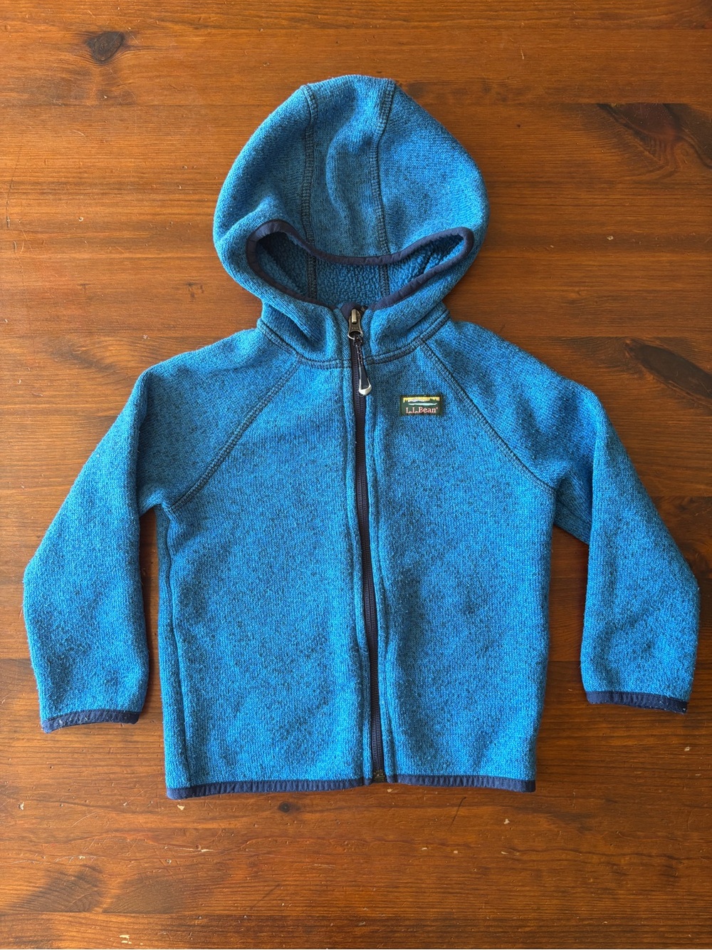 LL Bean Kids' Blue Hooded Full-Zip Fleece Jacket - 3T